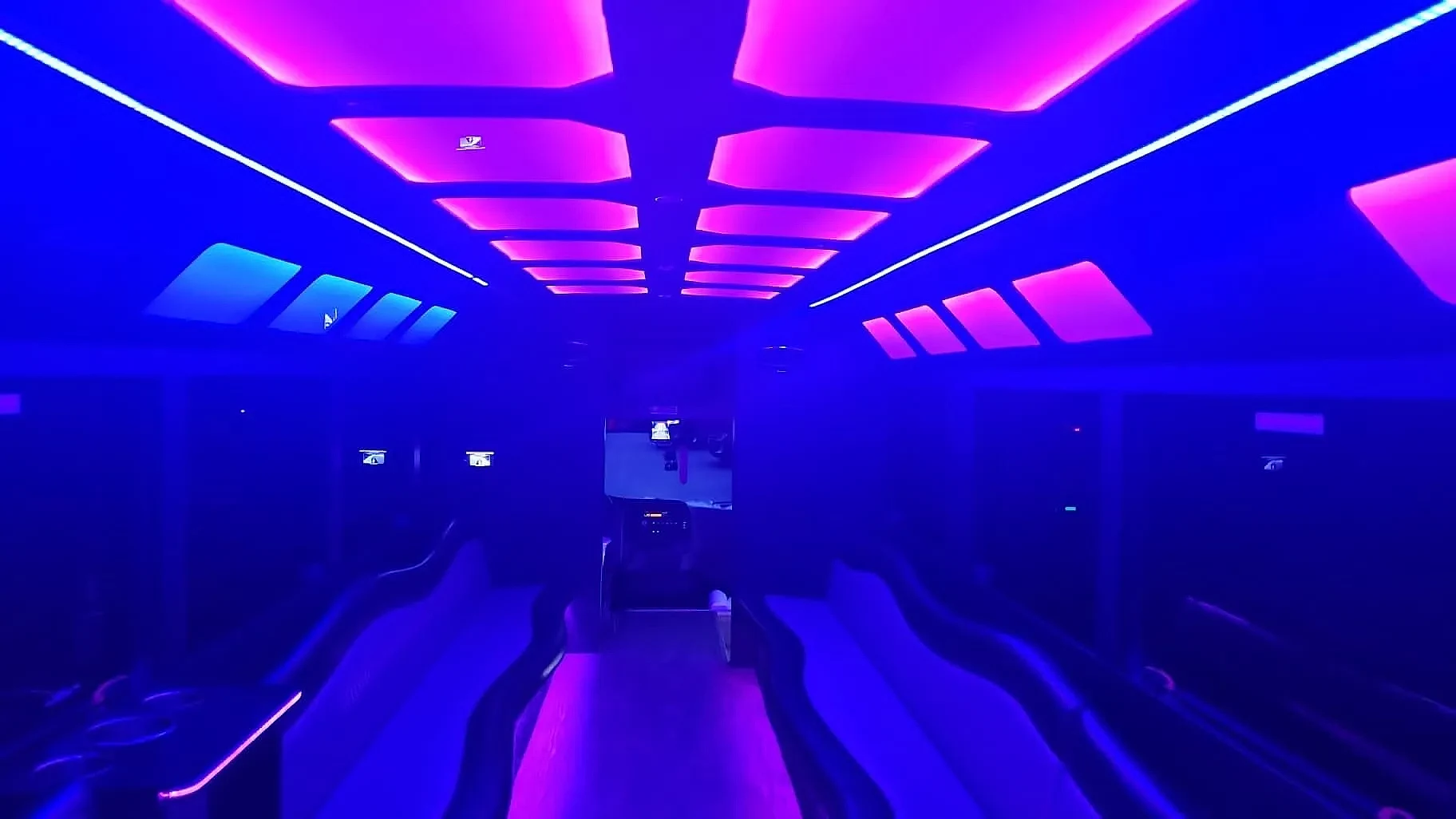 Chicago party bus interior with LED lights